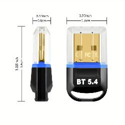 USB BT 5.4 wireless adapter, USB wireless dongle receiver, suitable for computer, headset, keyboard, mouse speakers and other devices
