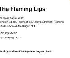 Flaming Lips Tickets Galway Arts Festival