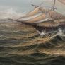 Vintage Huge Oil on Canvas Signed F Singer Maritime Sea Battle Image 3