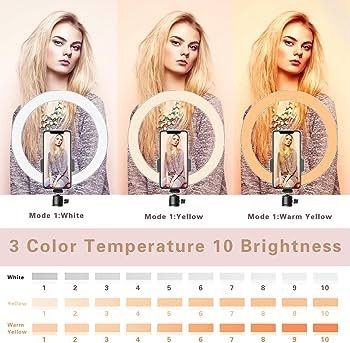 FREE EXPRESS SHIPPING  Dimmable Desk Makeup Ring Light 10" with Tripod Stand & Phone Holder for Live Streaming & YouTube Video,Photography, Shooting with 3 Light Modes & 10 Brightness Level