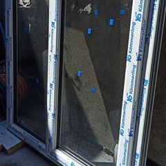 Brand new agate grey (outside) white (inside) uPVC window 128 x114cm