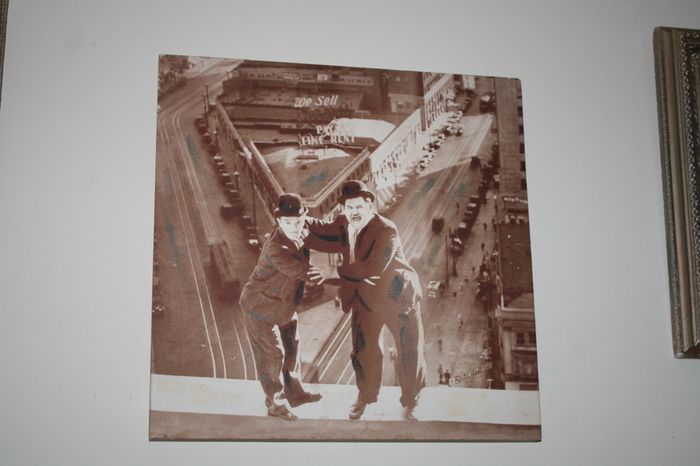Stan & Ollie B/W Print on Canvas (40cm x 40cm)