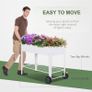 Metal Raised Garden Bed with Wheels, Garden Planter Trolley Elevated Plant Box with Storage Shelf Image 3