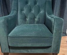 Emerald green velvet armchair - button back