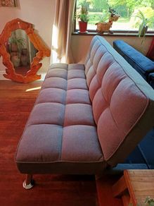 Dark Grey Modern Folding 3 Seater Fabric Sofa