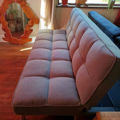 Dark Grey Modern Folding 3 Seater Fabric Sofa