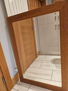 Wood framed mirror Maple / light oak effect