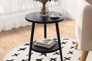 Round Side Table With Wooden Top, 38 x 55cm