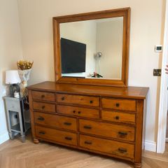 Large solid wood antique style dresser with mirror