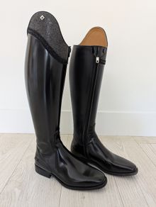 DeNiro dressage boots - Black brushed leather with Swarovski detailing