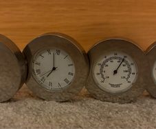 Vintage 3-Ring Folding Travel Weather Station & Clock Set - Chrome
