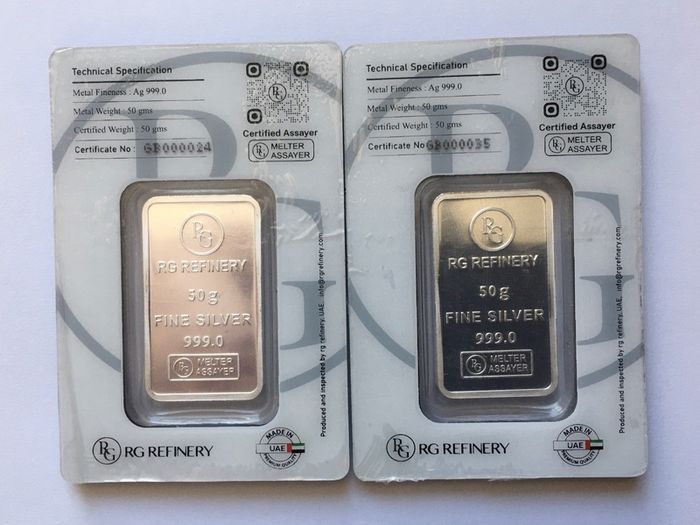 2x 50g Silver bars