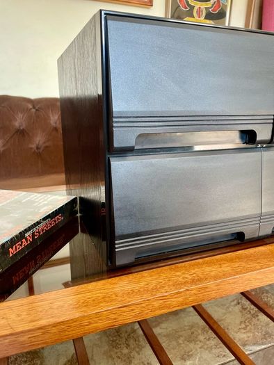 Vintage VHS VCR Cassette Holder Storage Case 40 Tapes Faux Wood Grain 1980 90s