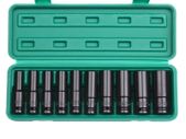 1/2 Inch Drive Hex Impact Socket Set 10pcs Deep Socket Metric Sizes 10-24mm Carbon Steel With Hard Storage Box