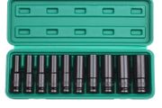 1/2 Inch Drive Hex Impact Socket Set 10pcs Deep Socket Metric Sizes 10-24mm Carbon Steel With Hard Storage Box