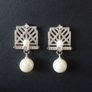 Art Deco Vintage Style Faux Pearl Silver Earrings Image 3