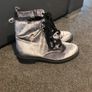 Silver/grey velvet look boots Image 3