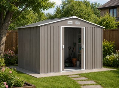 Metal Storage Shed Tool Box with Foundation 9 x 6FT