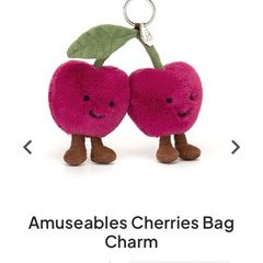 New JELLYCAT Amuseables Cherries Bag Charm