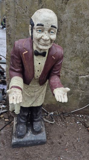 vintage classic fibreglass waiter figure butler display