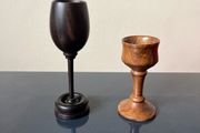 vintage wooden goblet with ring