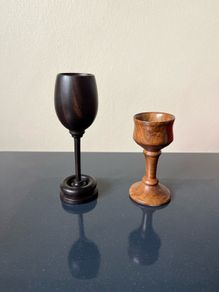 vintage wooden goblet with ring