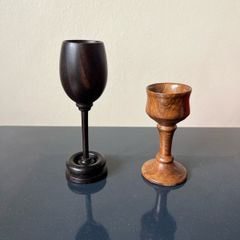 vintage wooden goblet with ring