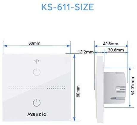Smart WiFi Light Switch, Maxcio Alexa Smart Wall Light Switch 1Gang 1Way, Alexa Google Home Control, Smartlife APP Control, Timer/Schedule,Neutral Wire Required,Switch-1 Gang)