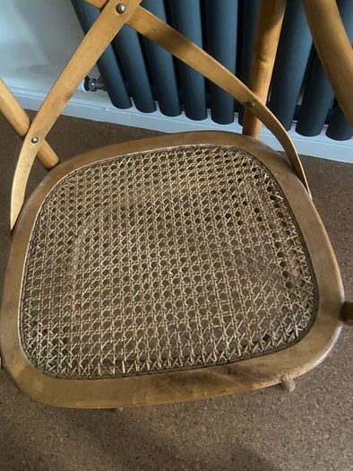 Vintage Rattan Bentwood X Cross back dining chair Farmhouse Country