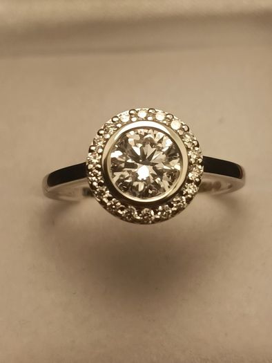 14ct White Gold 1.19 carat Lab Grown Diamond Halo Cluster Ring (Bargain Price)