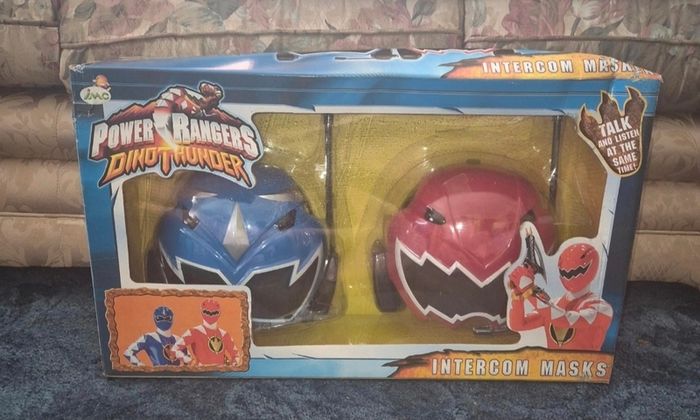 Power Rangers Dino Thunder Red & Blue Communication Masks / Walkie Talkie, RARE