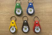 Brand new synthetic leather John Deere key ring with shopping trolley token/coin