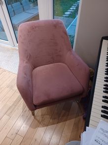 Pink suede armchair