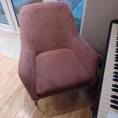 Pink suede armchair