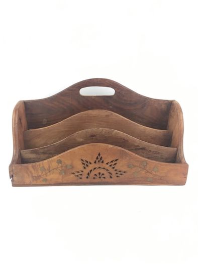 Wooden letter rack, incense burner and pen stand