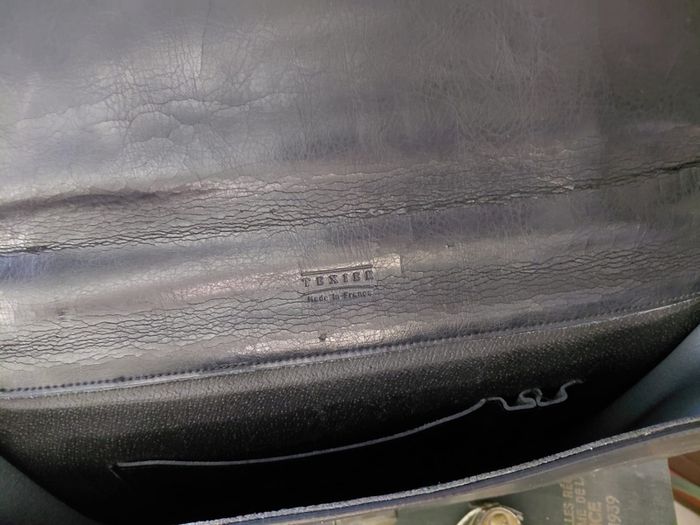 Vintage French black leather briefcase