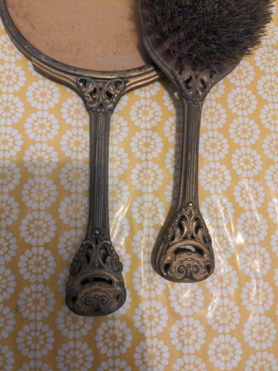 Vintage hairbrush and mirror