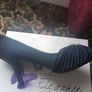 Navy Satin Court Shoes with Diamante. Image 6