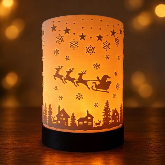 Santa's Flight Christmas Tea Light Lantern 3D