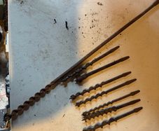 Vintage carpenters auger bits for a hand brace