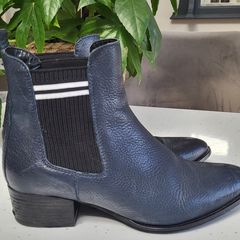 TOMMY HILFIGER Navy pointed ankle boots Sz 40 (Fit 7UK) - Rrp 180 (New)