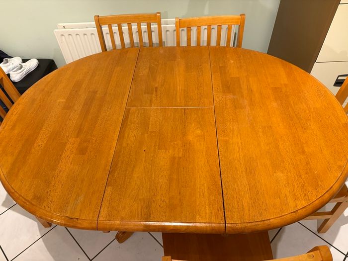Pine table and 6 chairs