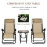 NEW SALE | 3pcs Folding Zero Gravity Chairs Sun Lounger Table Set w/ Cup Holders Reclining Garden Yard Pool, Beige Image 3