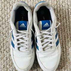 Adidas white and blue sneakers