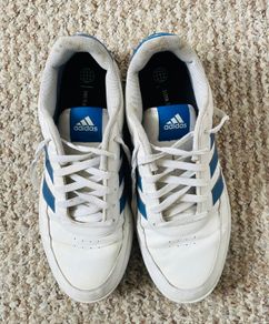 Adidas white and blue sneakers
