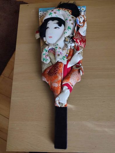 Rare find  Vintage Japanese traditional wooden paddle  HAGOITA  Geisha girl 18.1inch