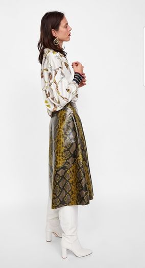 ZARA  shiny SNAKESKIN print skirt bloggers favourite
