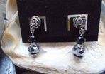 Handmade stud earrings,Black/Silver earrings