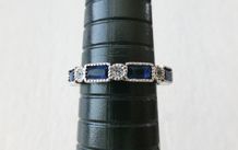 Art Deco Style Sapphire Stone Silver Ring