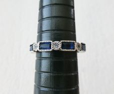 Art Deco Style Sapphire Stone Silver Ring